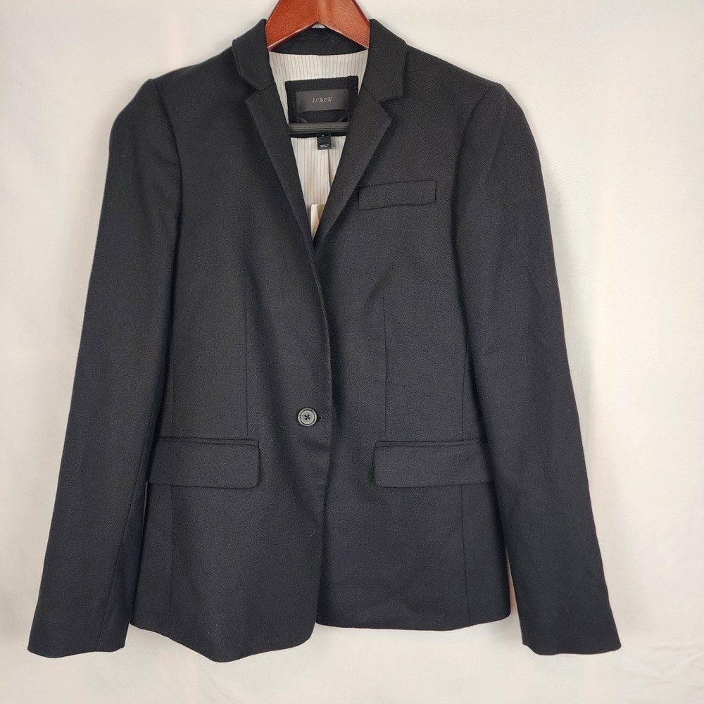 J. Crew NWT Regent Wool One Button Black Blazer Women's‎ Size 2